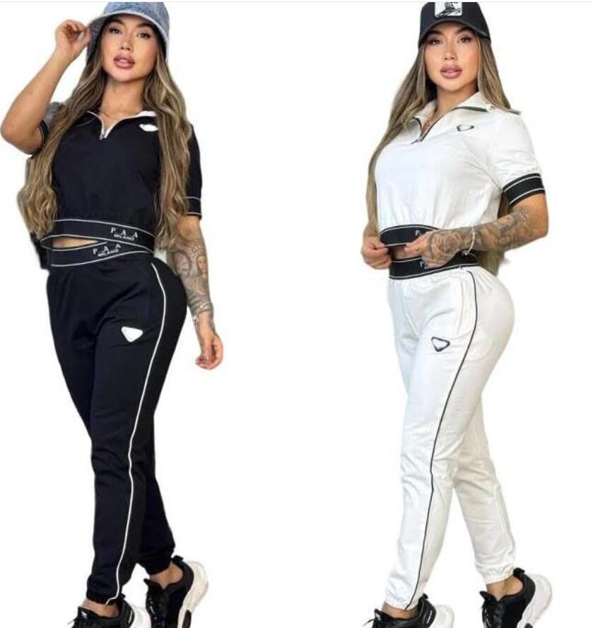 Designer Womans Geometric Tracksuits Suits Set Casual T Shirt Set Short Sleeve Tee Cartoon Tops Long Pants Set Women 2 Piece Outfits