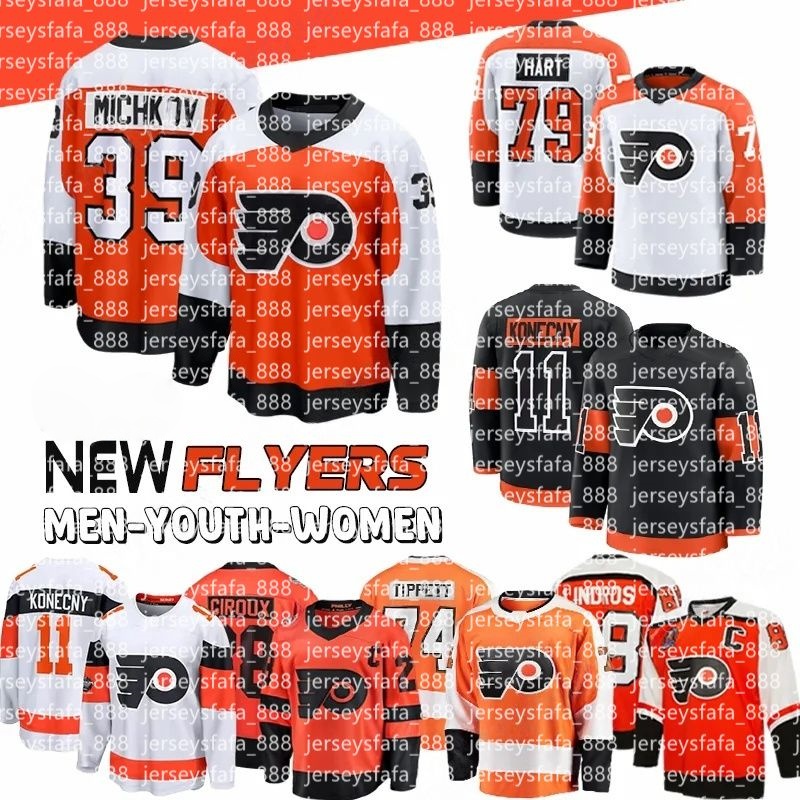 39 Matvei Michkov flyers Carter Hart Jersey Sean Couturier Travis Konecny Brink Owen Tippett Farabee Bobby Clarke philadephia hockey jersey
