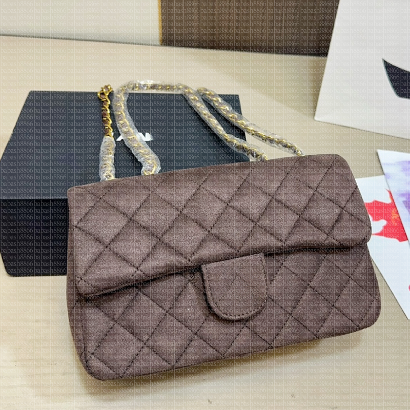 Designer Bag high Quality Giant Double Flip Cover Bag LuxuryLeather Caviar Classic Women Cross Body Bags 23cm gold chain and silver chain
