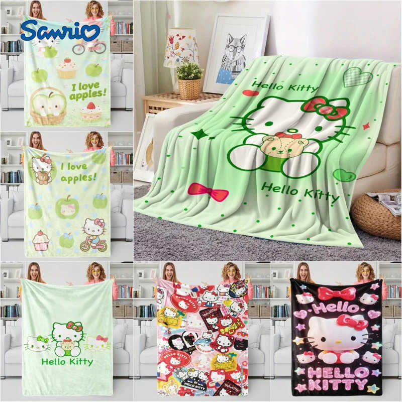Sanrio Hot Sanrio Hello Kitty Plush Blanket Bed Sheet Children Adult Soft Blankets Cartoon Aircondition Nap Blanket Spring Fluffy Quilt L251015-image-1080044777