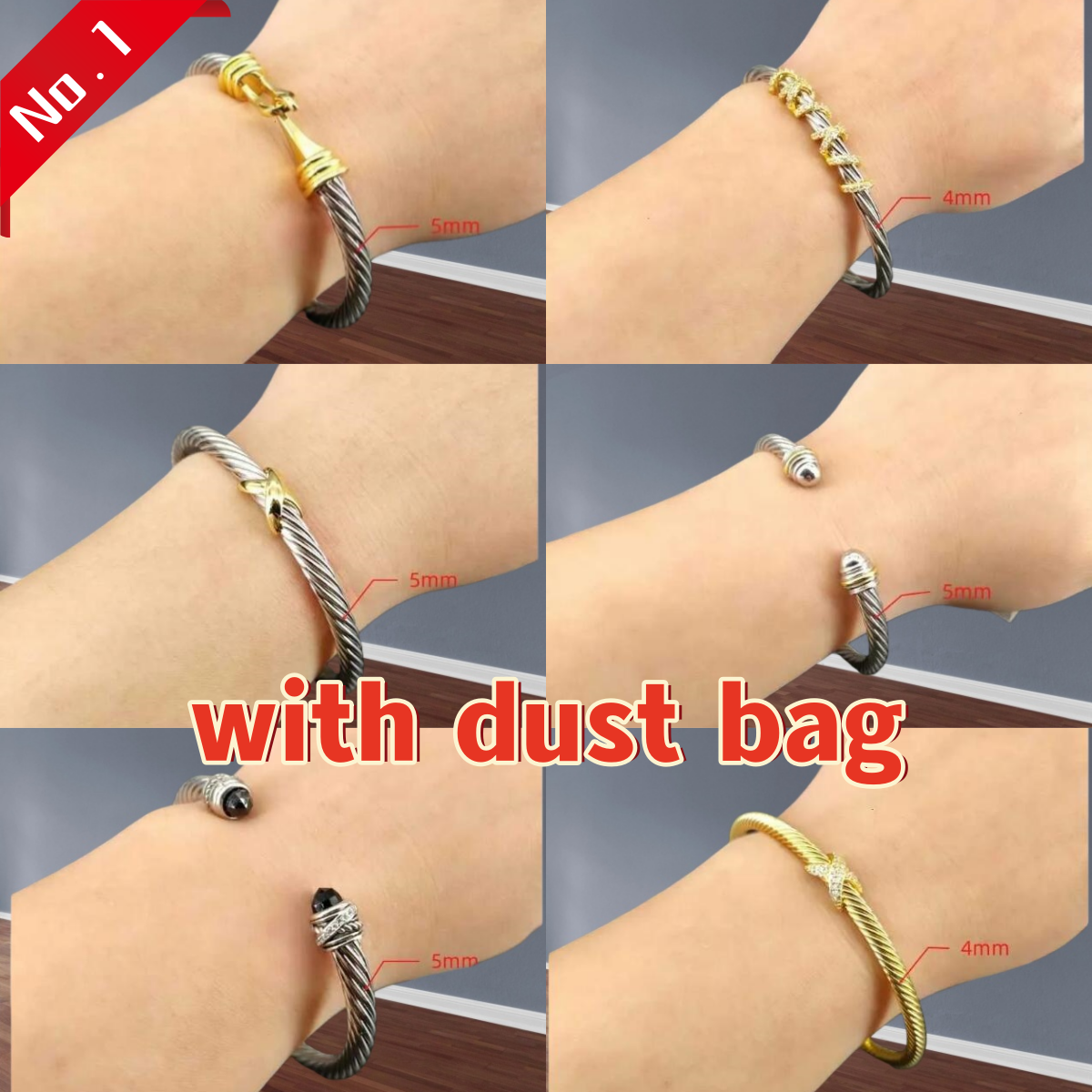 Plated gold bracelet designer bracelet women opening cable wire pearl head classical jewelry woman luxury cuff bracelets bangle twisted street ca