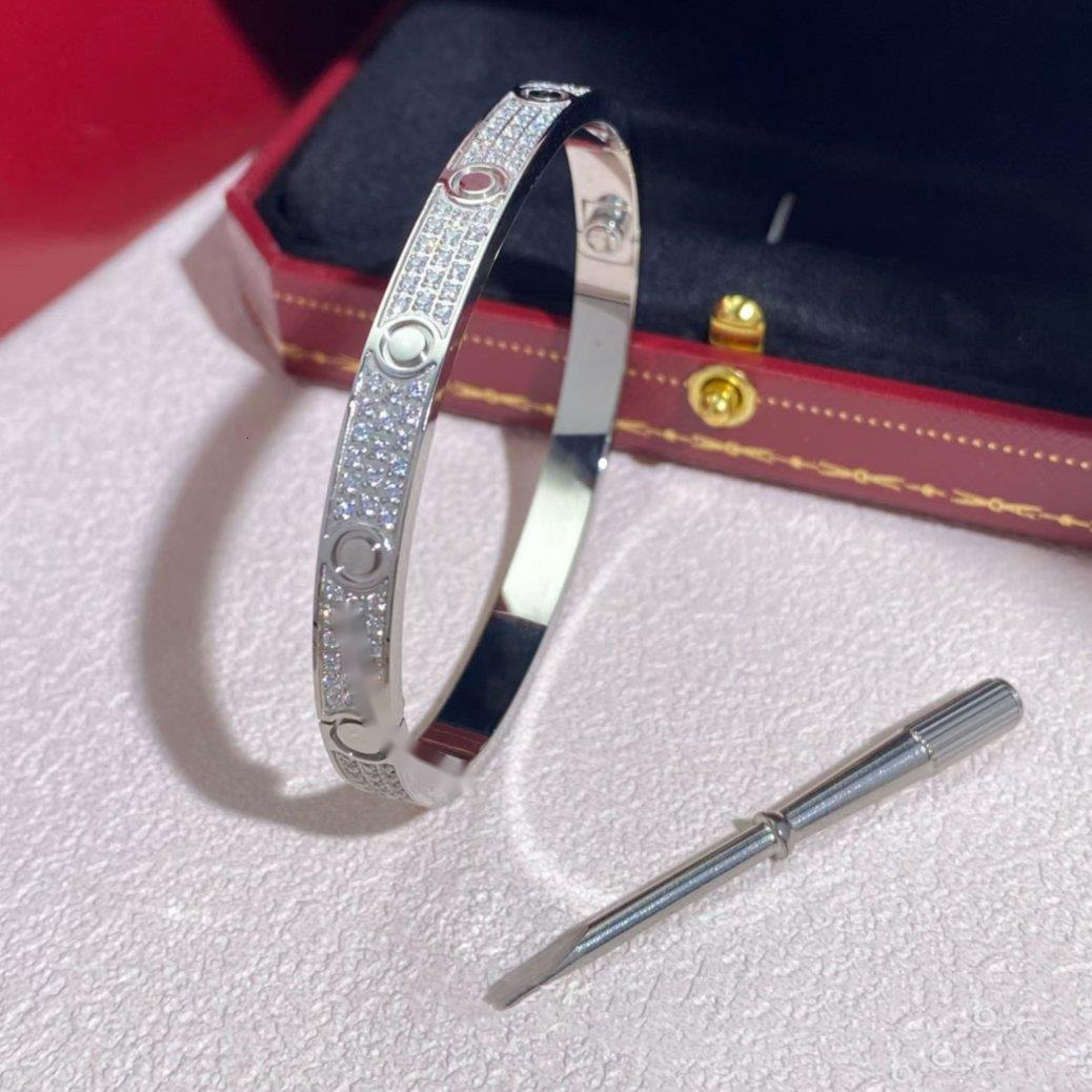 classic gold sier bracelet designer for women men bangle three rows dia stone jewelry high quality stainless steel jewelry weddingengagement gift