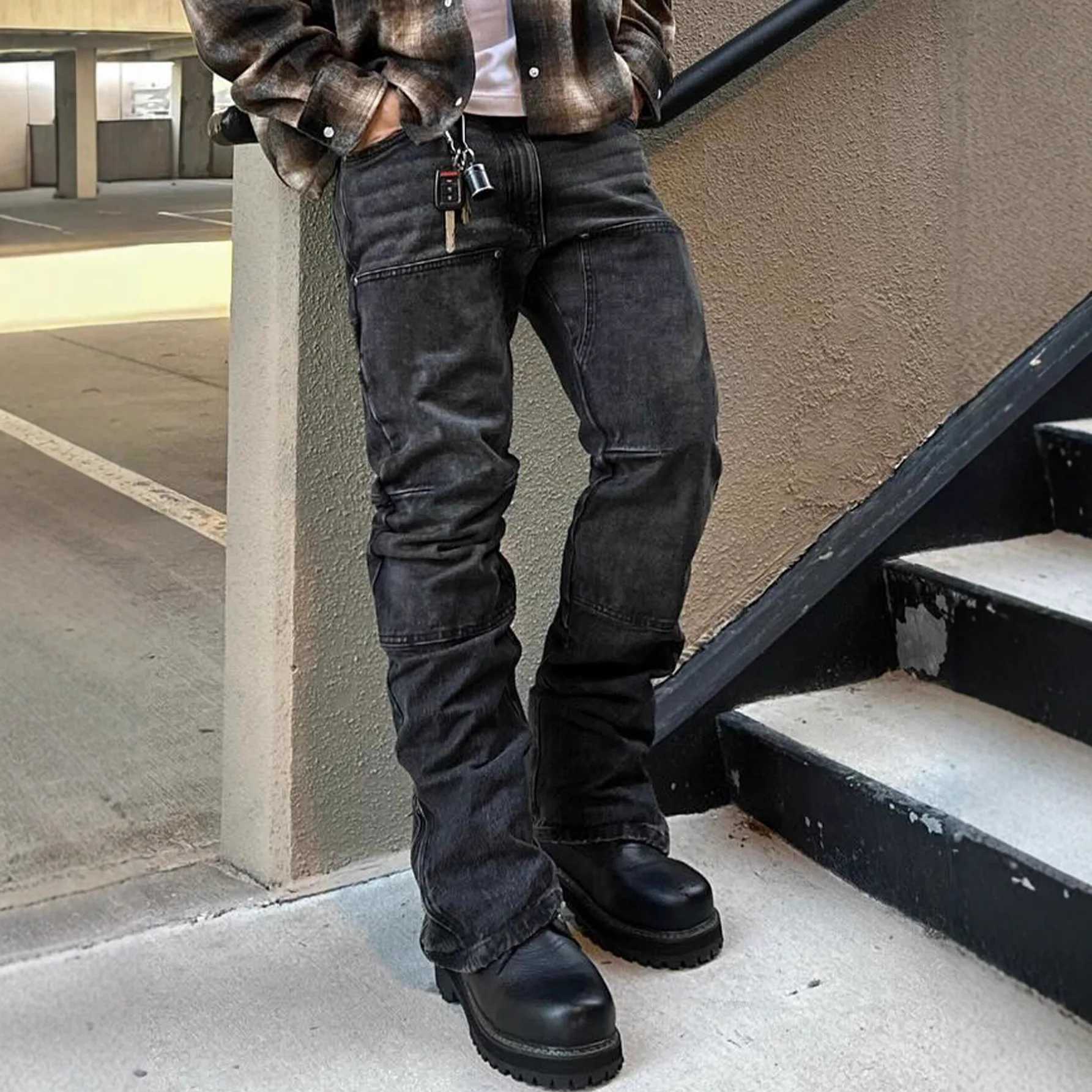 2025 New High Street Black Fashion Trend Mens Casual Denim Pants Slim Fit Stretch Denim Pants Men European Sizes L251014