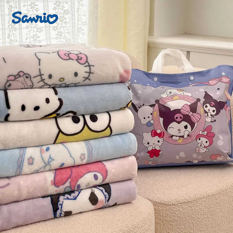 Sanrio Sanrio Hello Kitty Kuromi Melody Cartoon DoubleSided Sofa Wagon Car Air Conditioning Blanket Office Nap Blanket Cover Blanket L251015-image-1080044808