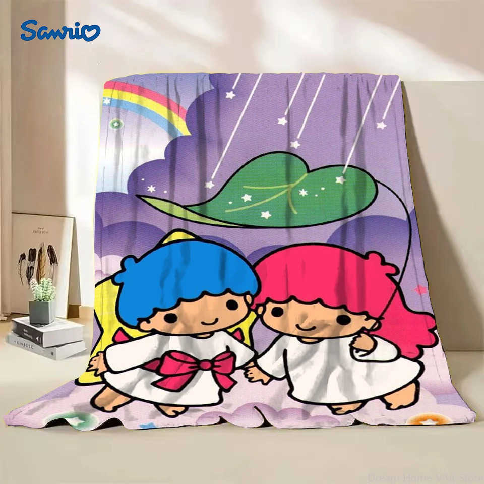 Sanrio Sanrio Little Twin Stars Flannel Fleece Blanket for Home Bedroom Bed Sofa Office Children Cover Adult Soft Blanket Kid Cute Gift L251015-image-1080044487