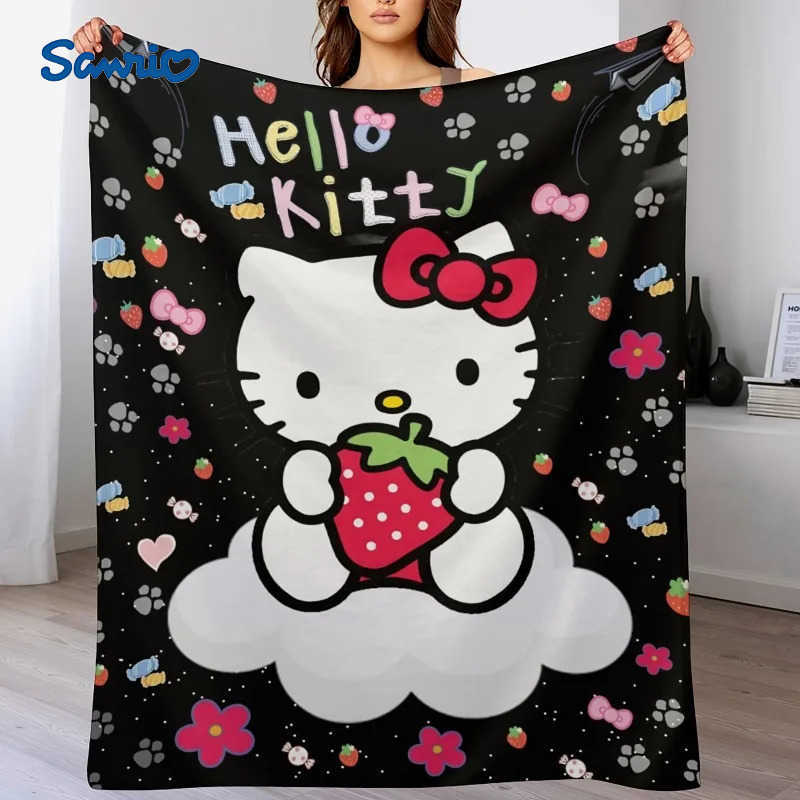 Sanrio Sanrio Hello Kitty Flannel Blanket The Perfect Gift Soft and Warm Suitable for Sofas Beds and Office Napping Blankets Decoration L251015-image-1080044240