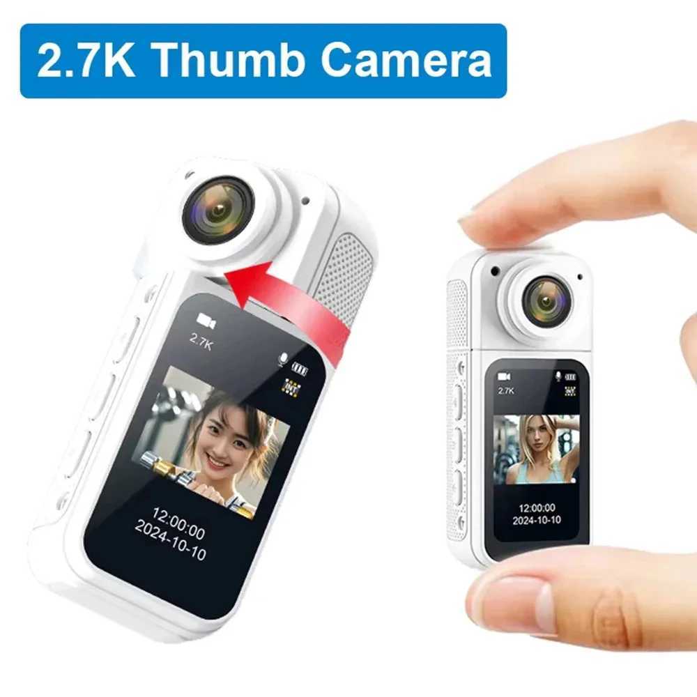 27K1080P Thumb Camera With Realtime Playback Magnetic 180 Rotate Sport DV Cycling Recorder Action Camera For Outdoor Sports J251115-image-1080021034