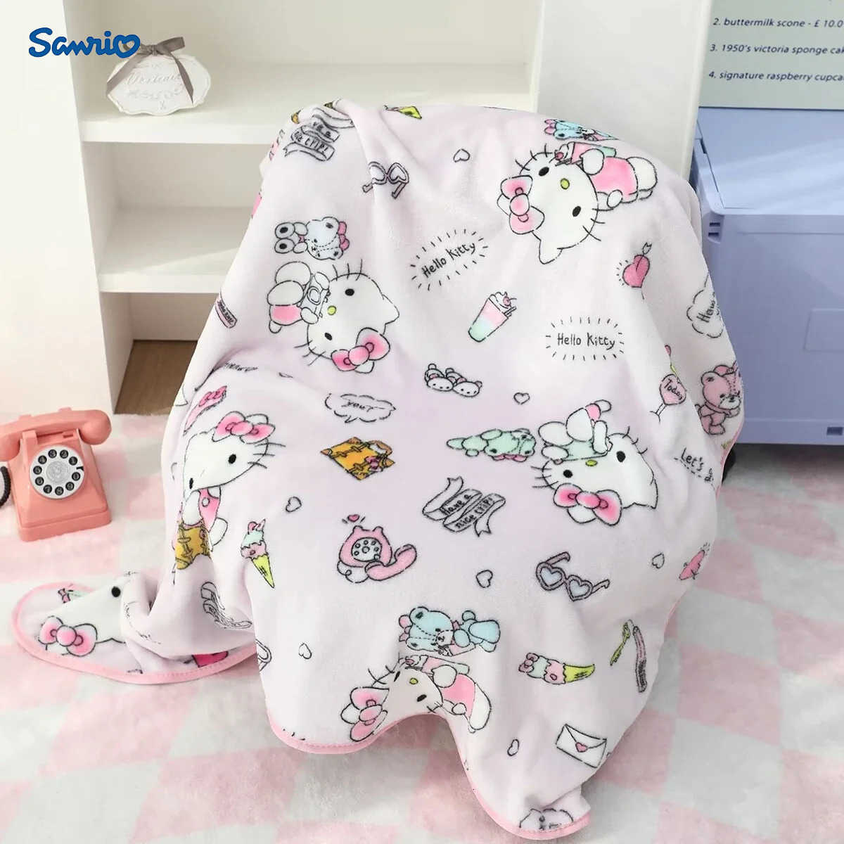 Sanrio Cartoon Hello Kitty Flannel Blanket Kitty Cat Comfortable Sleeping Blanket Japanese Style Nap Blanket Bedroom Bedspread Girl Kid L251015-image-1080044112