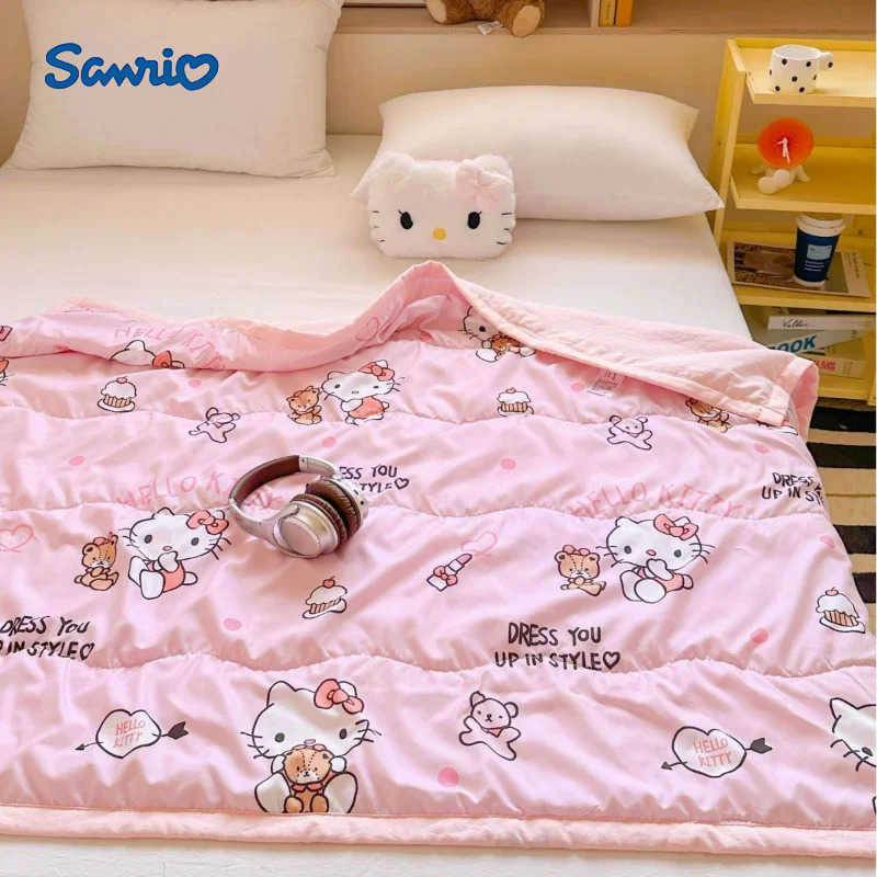Sanrio Sanrio Hello Kitty Kuromi Cinnamoroll Airconditioned Quilt Childrens Nap Blanket Breathable Washed Cotton Summer Cooling Quilt L260518-image-1080044798