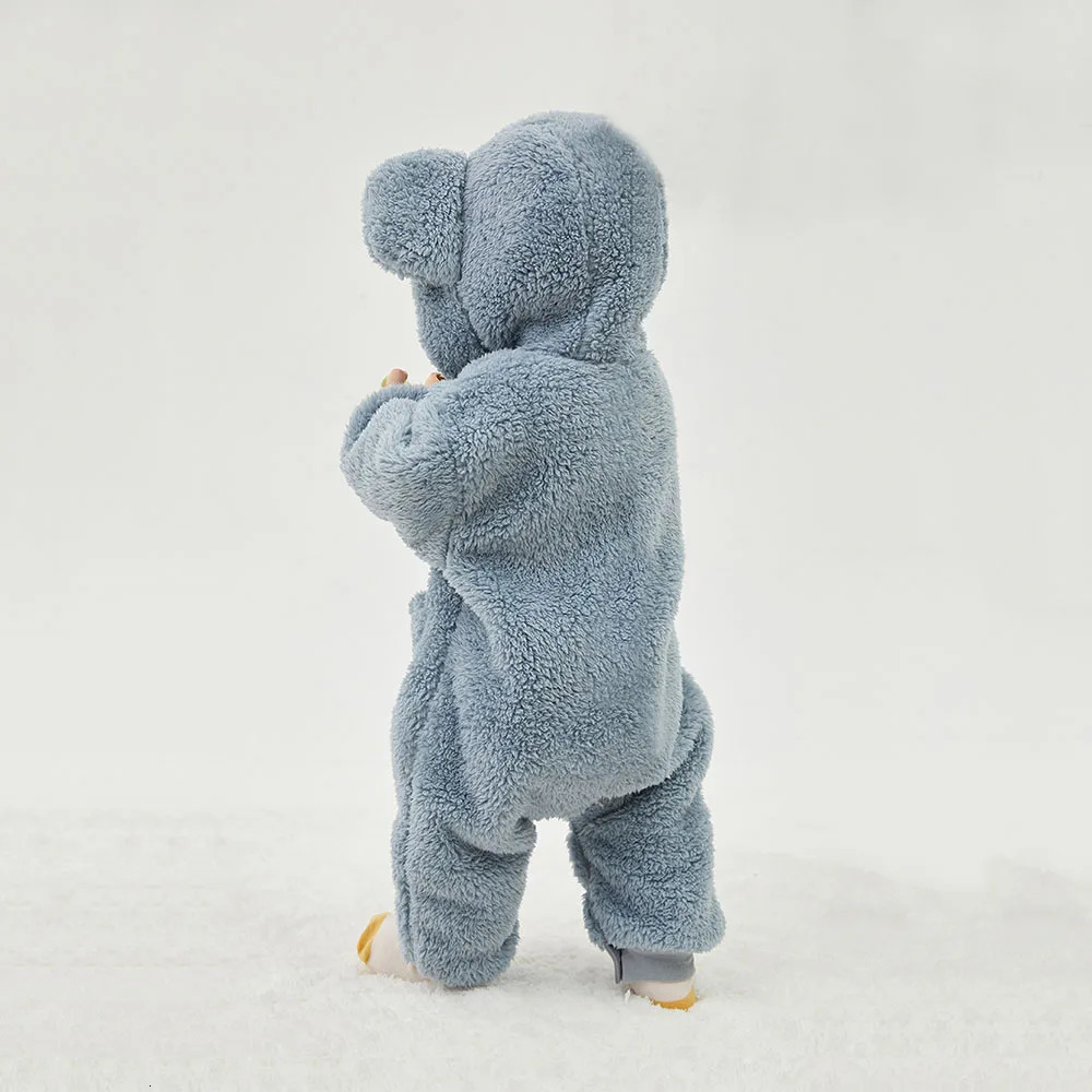 Autumn Winter Baby Boy Clothes Warm Fleece Kids Girl Hooded Jumpsuits Cute Toddler Rompers 251015