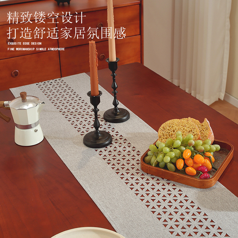 Solid color table runner creative laser hollow simple dinner flag mat tablecloth coffee table cloth cover cloth P64M01-image-1100619649