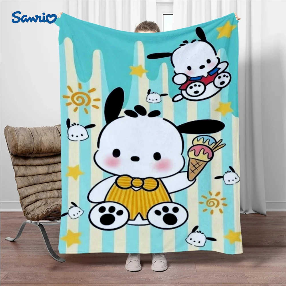 Sanrio 8 Size Sanrio Dog Pochacco Flannel Throw Blanket for Sofa Bed Warm Soft Fluffy Kids and Adult Outdoor Travel Picnic Camping Gift L251015-image-1080044435