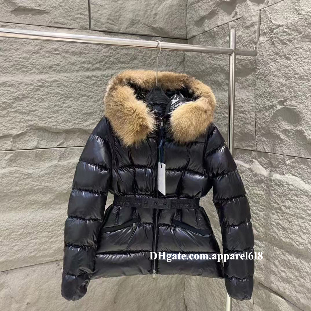winter puffer jacket women designer coats doudoune femme thicken warm white duck down mid long parka female large real fur hooded clothes with belt