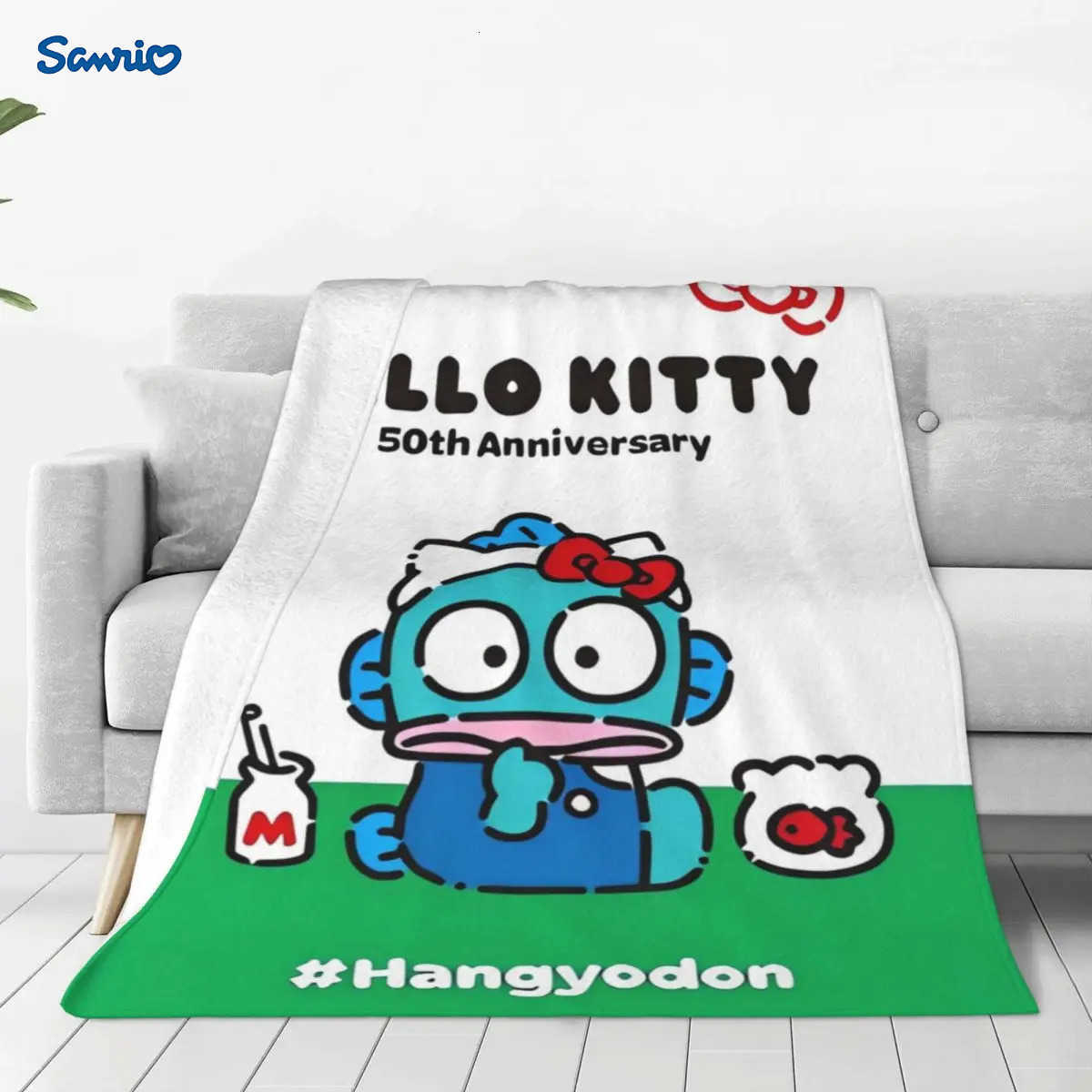 Sanrio Hangyodon Sanrio Kawaii Warm Soft Blankets Japan Travel Plush Bedding Throws Novelty Home Decor Flannel Bedspread Sofa Bed Cover L251015-image-1080044617