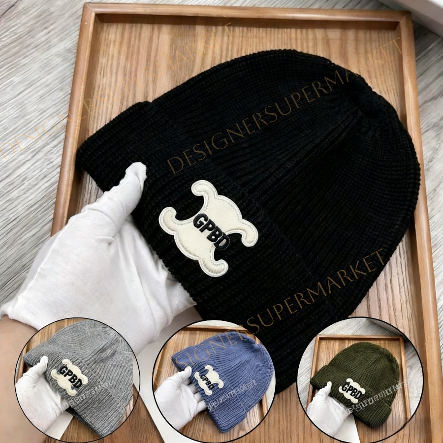 Designer Winter Knitted Beanie Woolen Hat Women Knit Thick Warm Beanies Hats Female Bonnet Beanie Caps-image-912349986