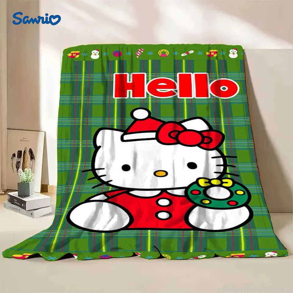 Sanrio Sanrio Hello Kitty Christmas Flannel Print Blanket for Sofa Home Bedroom Office Travel Cover Throw Blankets Kids Warm Soft Gifts L251015-image-1080044315