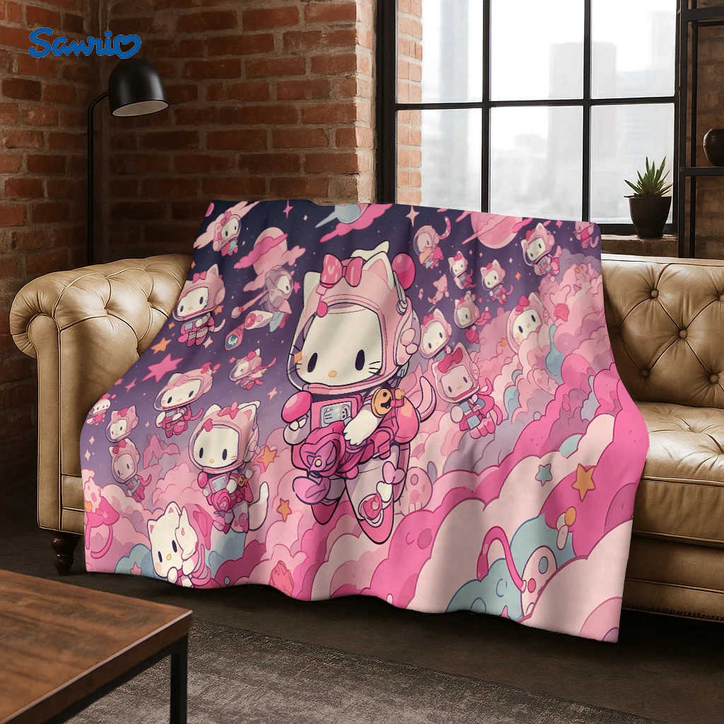 Sanrio Sanrio Hello Kitty Cartoon Flannel BlanketBlanket for Home Bedroom Living Room Airconditioned Room Office Travel Picnic L251015-image-1080044440