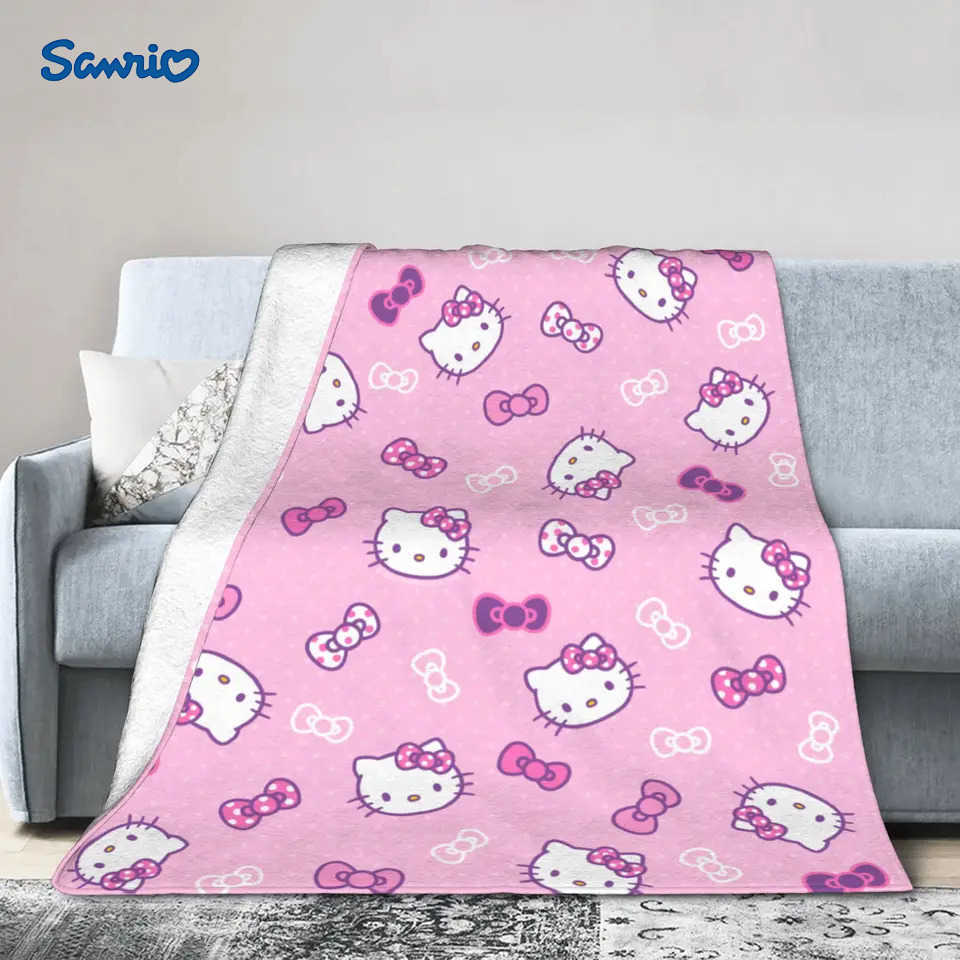 Sanrio Hello Kitty Blankets Fleece Winter Portable Super Soft Throw Blanket for Bed Travel Plush Thin Quilt L251015-image-1080044130