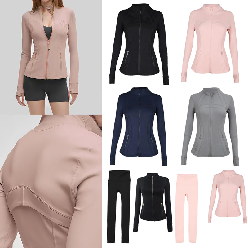 2026 Hot Yoga Women Jacket With Zipper Full Length Jacket Align Set Quick Dry Pants Top Solid Zip Up Coat Lightweight Gym Pant Jacket Yoga set-image-1080037382