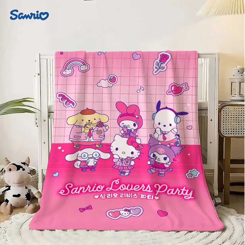 Sanrio Kawaii Pink Sanrios Anime Blanket Bed Luxury Blankets Characters Interior for Home Fluffy Plaid Sofa Throw Knee Soft Nap Picnic L251015-image-1080044728