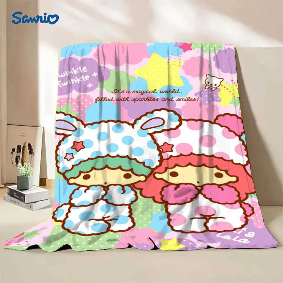 Sanrio Sanrio Little Twin Stars Flannel Fluffy Throw Blanket for Home Bedroom Bed Sofa Lunch Break Picnic Travel Cover Blanket Kid Gift L251015-image-1080044506