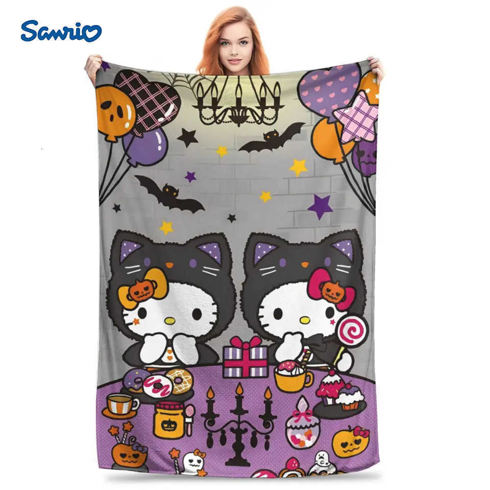 Sanrio Hello Kitty Halloween Throw Blanket for Couch Fuzzy Soft Plush Blanket 50x60 Inches Multiple Sizes Bedspread for All Seasons L251015-image-1080044421