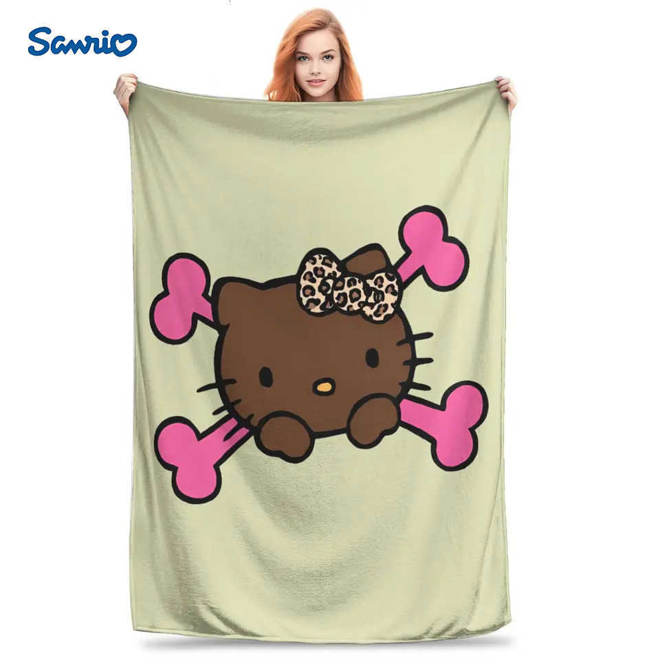 Sanrio Black Hello Kitty Blankets Super Warm Fashion Plush Bedding Throws For Girls Boys Home Decor Flannel Bedspread Bed Cover L251015-image-1080044199