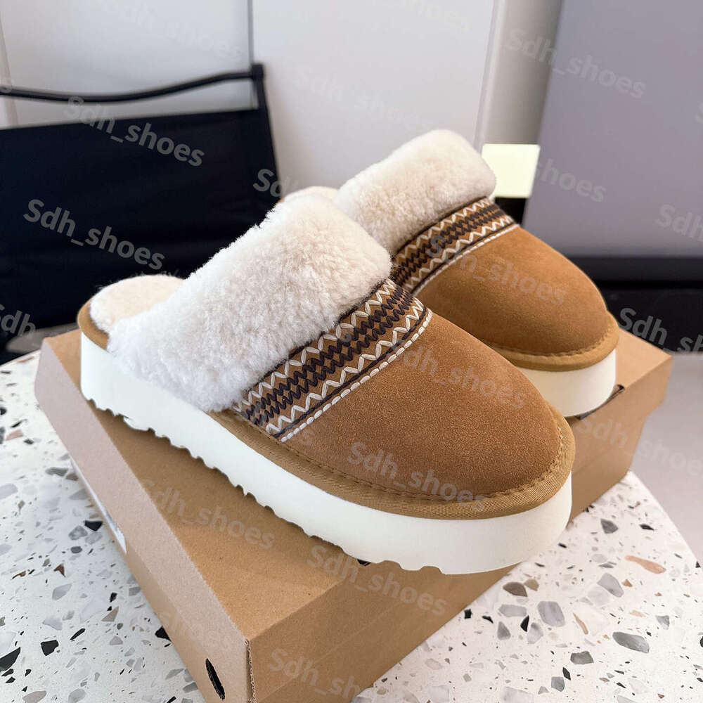 Designer Womens slippers Tazz Chestnut Fur Slides Dheepskin Shearling slipper Tasman Classic Ultra Mini Platform Boots women snow Wool Blend Wint