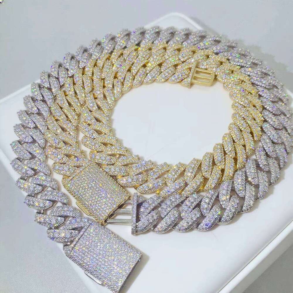 Custom Sterling Sier Pass Dia Test VVS Moissanite Iced Out 20mm Hip Hop Cuban Chain Link Bracelet Fine Jewelry Men