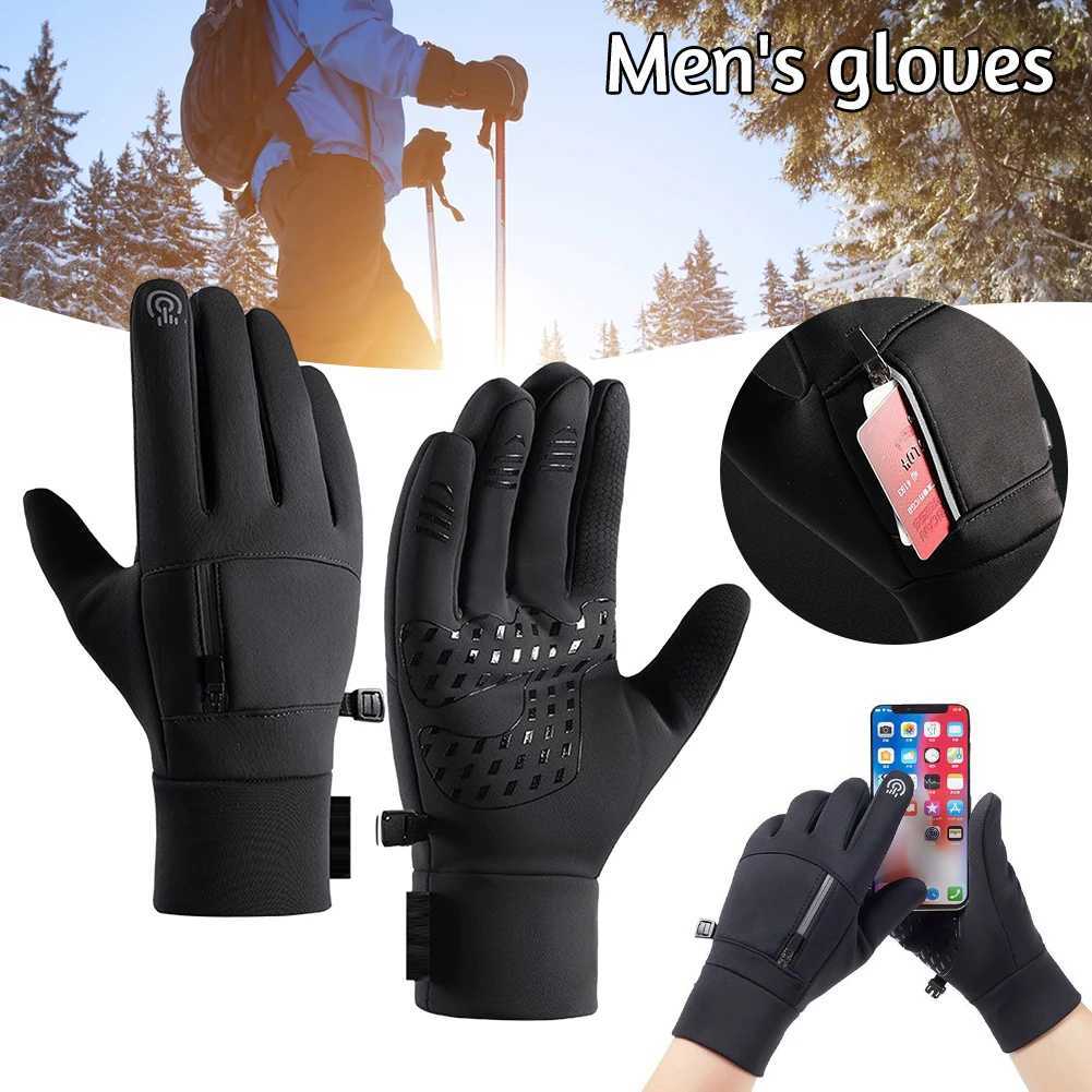 Mens Touch Screen Ski Gloves With Pocket Breathable Waterproof Soft Gloves For Hiking Fishing J251204-image-1087176291