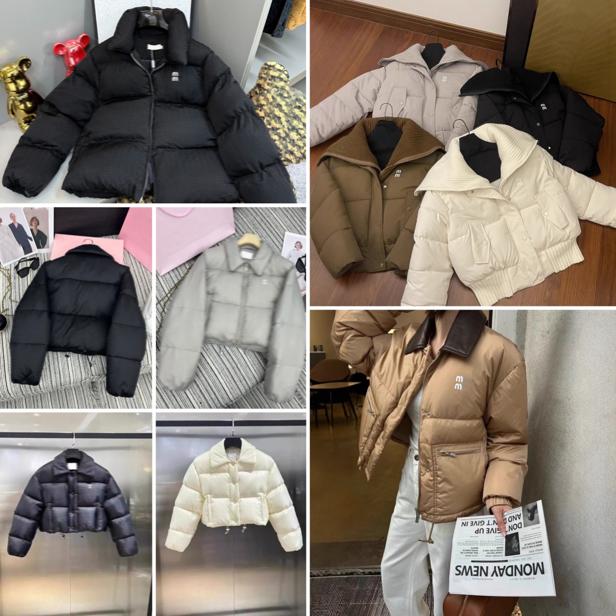 Designer Down Jacket Women's Embroidered Letter Casual Classic High-Waisted Puffer Coat Fall/Winter Cotton Outerwear Stand Collar Design Siz