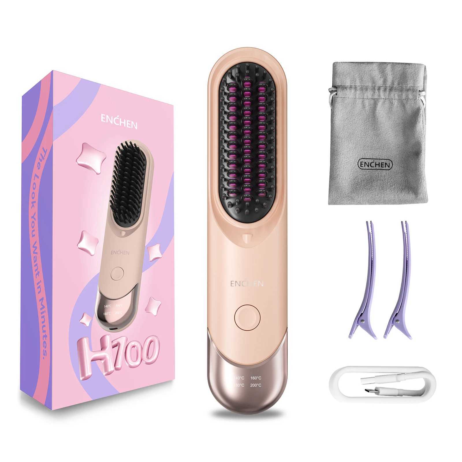 ENCHEN 2in1 Hair Straightener Brush Professional Electric Hair Stuff 200 Million Negative Ions Electric Brushes Hair Tools H100 J251116-image-1080217029