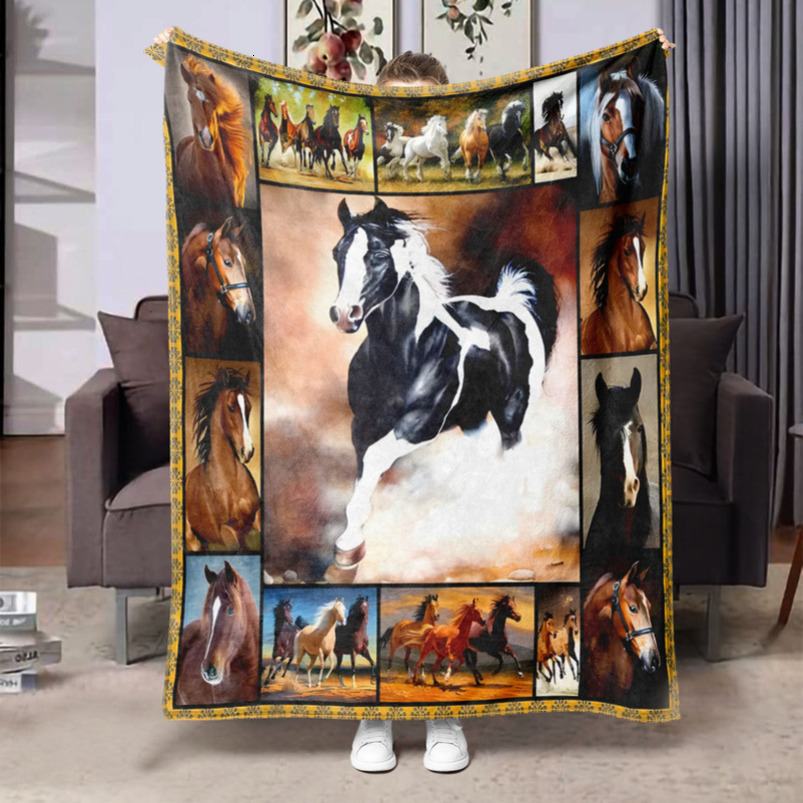 HD Digital Flannel Printed Cover Blanket Air Conditioning Blanket Small Cover Blanket Sofa Blanket-image-1065487839