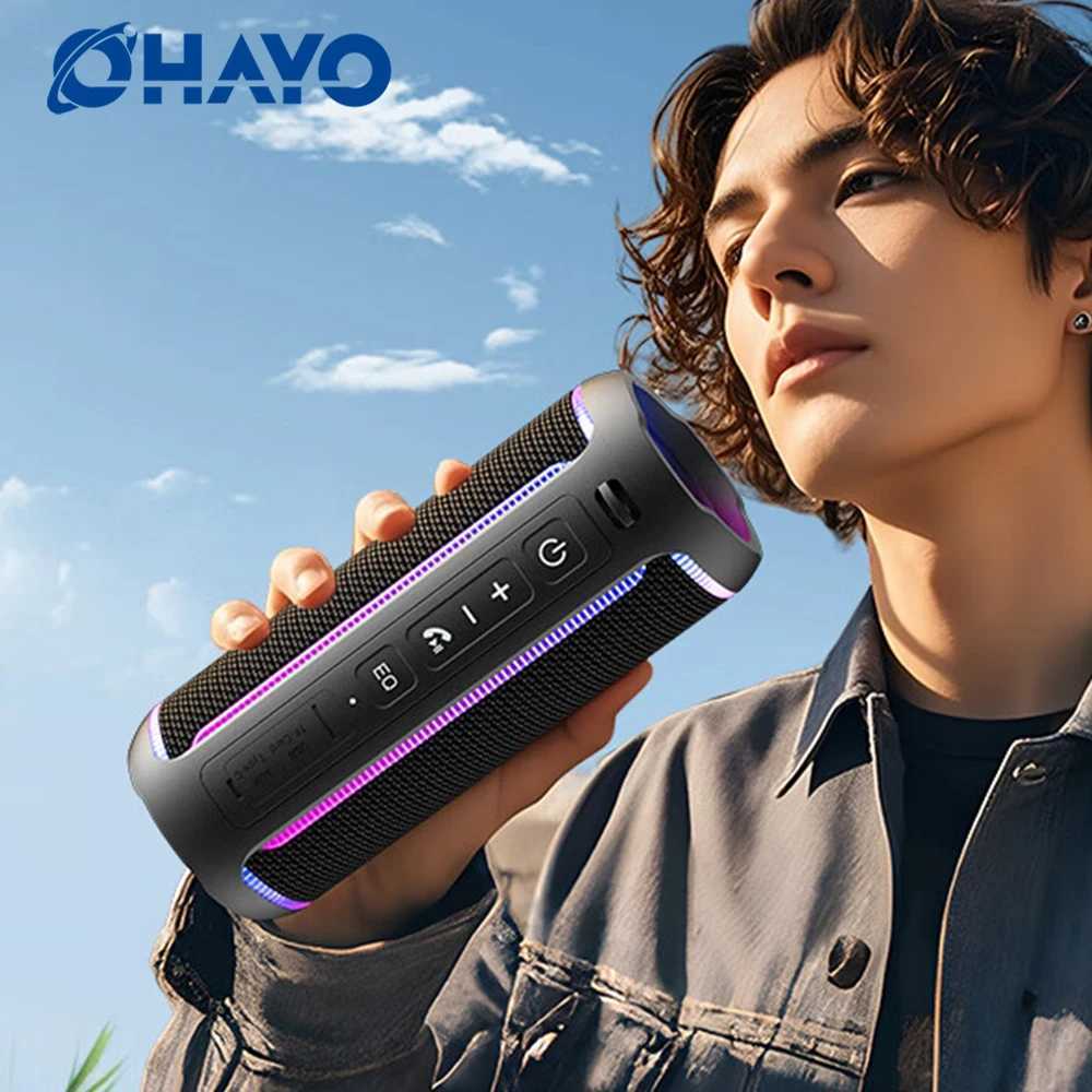 Ohayo X30 Bluetooth Speaker Enhanced Bass Waterproof Portable Speaker with Colorful Lights ShowOutdoor Camping Party equipment J251116-image-1080146514
