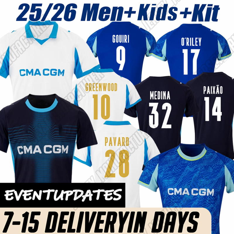 25 26 maillot OM soccer jerseys foot CUISANCE GUENDOUZI ALEXIS PAYET CLAUSS football shirts men kids VERETOUT Under Olympique Vitinha fans player-image-999365496