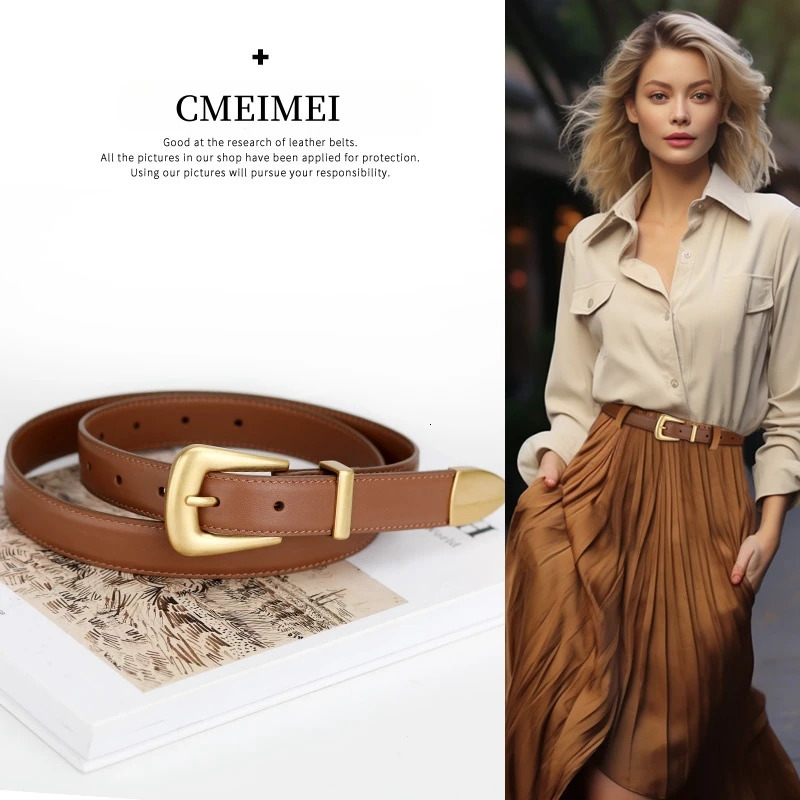 Ceinture en cuir véritable pour femmes bordeaux avec boucle en métal doré ceintures de mode décontractées robes en jean 251008