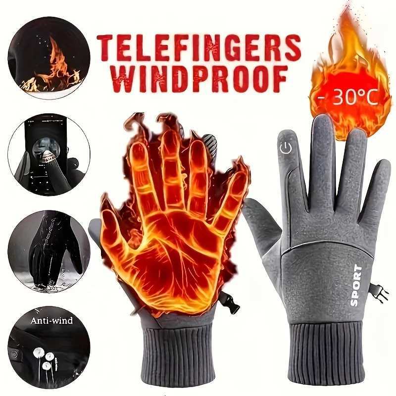 Winter Cycling Gloves Windproof Thicken Fleece Thermal Full Finger Ski Gloves Waterproof Touchscreen Motocycle Driving Gloves J251204-image-1087176251