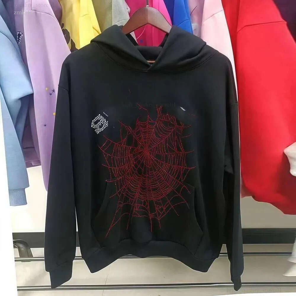 Spider Hoodie Designer Tracksuit Mens Young Thug Cobweb Hooded Letter Print Hip Hop Y2k Style Long Sleeve Casual Graffiti Rhinestone Sweatshirt Trac