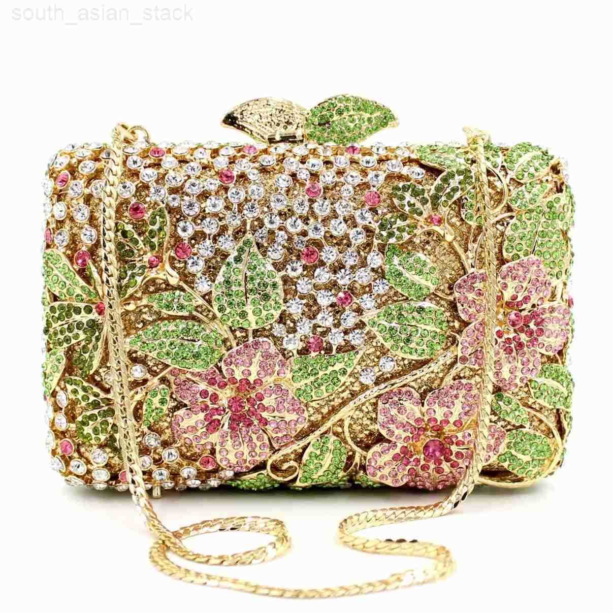 Square Crystal Women Flower Evening Bag Luxury Designer Lady Clear White Wedding Floral Purses Party Prom Handbags Mini Clutch Z251016