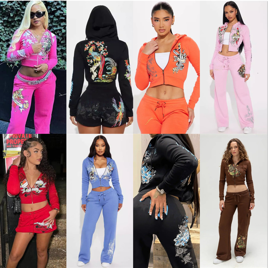 Womens Tracksuits Two Pieces Set Designer 2026 New Fashion Pattern Letter Print Slim Short Zip Hooded Sweatshirt Casual Loose Sweatpants Sportwea