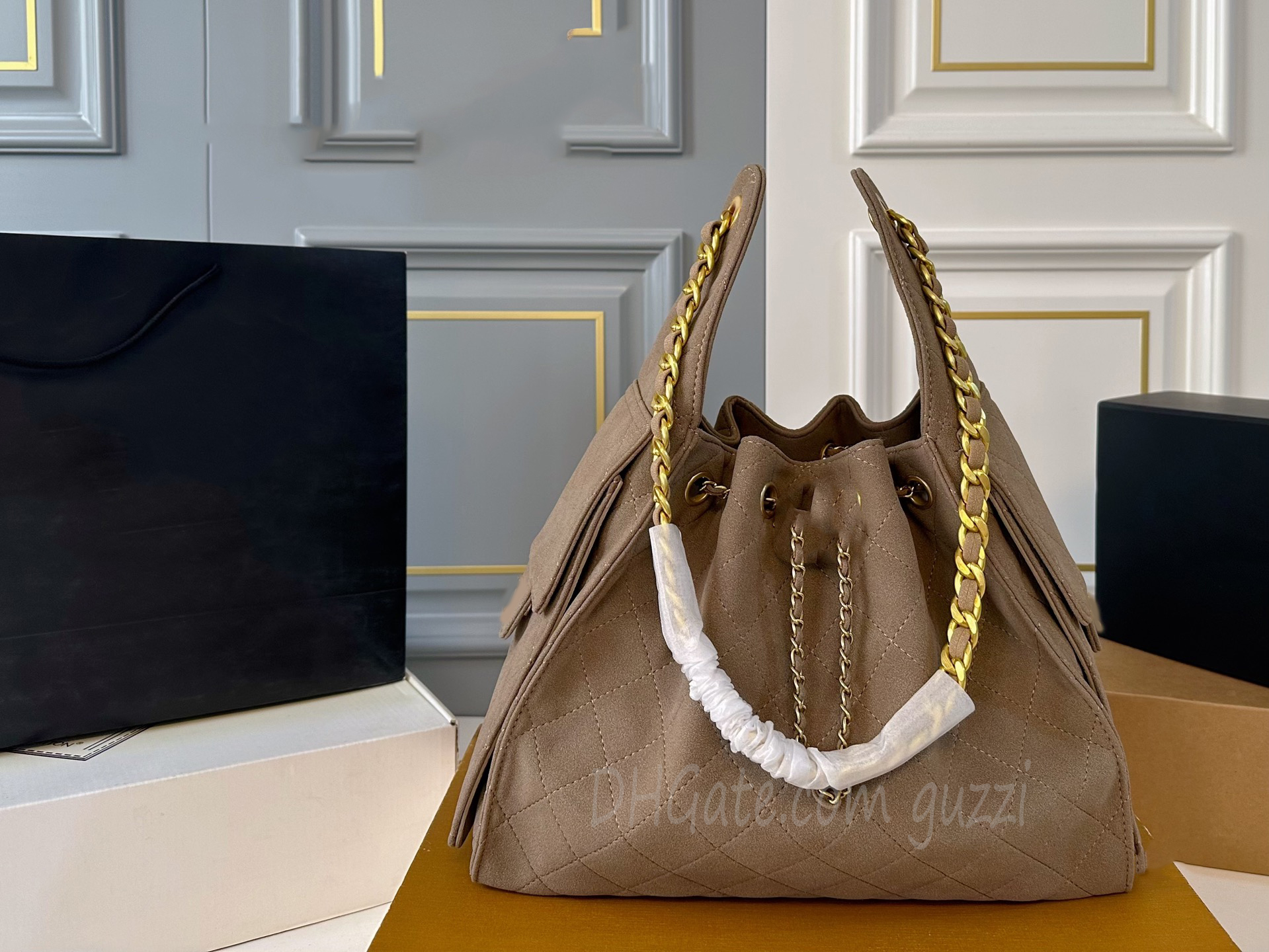 25c Hobo Designer Caviar Cuir Grand Seau Hobo Sac à bandoulière sous les bras 25 Sacs 35 40 Cordon de serrage en cuir de veau Sac seau Sac à main