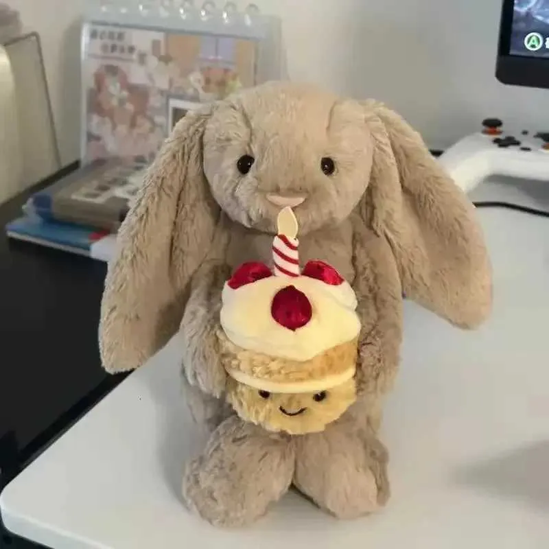 30cm Cute Je Bonnie Rabbit Holding a Plush Birthday Cake Doll Accompanying Cats Dogs and Pets with Holiday Gifts XJ250715 M260207-image-1094538245