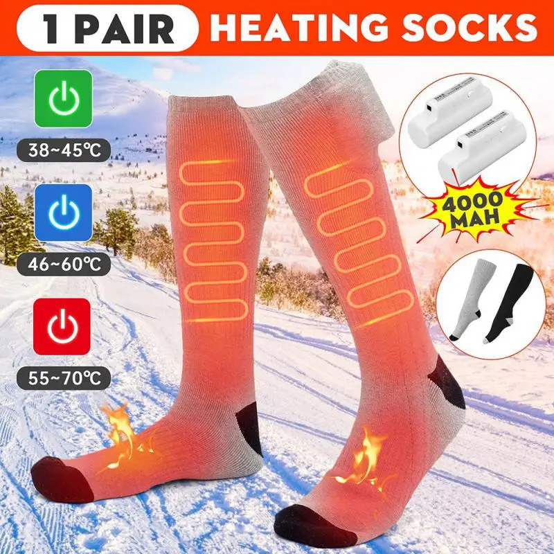 Chaussettes chauffantes électriques d'hiver rechargeables anti-froid pour hommes, chauffe-pieds thermique, Camping en plein air, Sports de Ski, 2