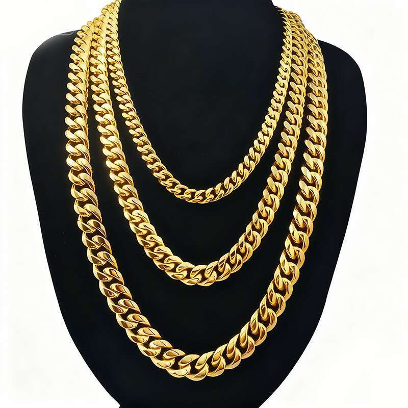 Collier de luxe à maillons cubains de créateur pour hommes, 8/10mm W, en acier inoxydable plaqué or, colliers de chaîne cubaine de styliste, bijo