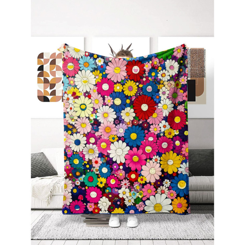 Small flower blanket special nap blanket nap new cheap machine washable fashion trend personality cover blanket printing-image-1065495334
