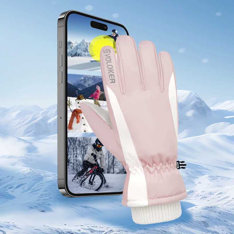 Ski gloves for women in winter with insulation and fleece windproof and anti slip suitable for outdoor sports cycling J251016-image-1080220186