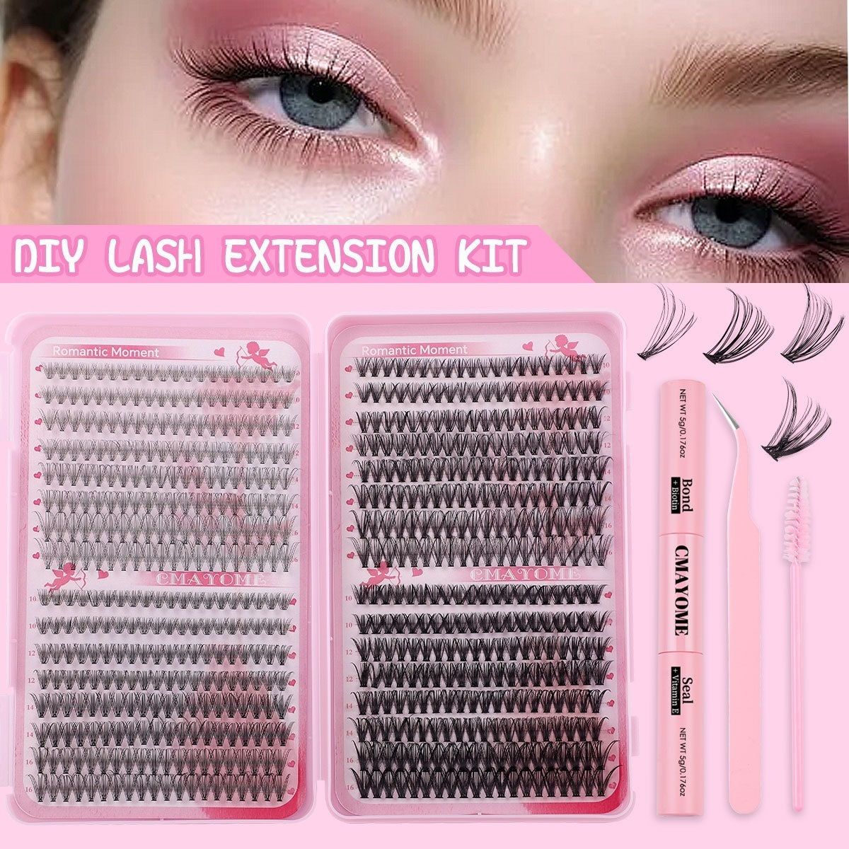 640 Clusters DIY False Eyelashes Thick Fluffy Cluster Lashes Kit Handmade Reusable Individual Eyelashes Segmented Lash Extensions for Women Beaut-image-1080044057