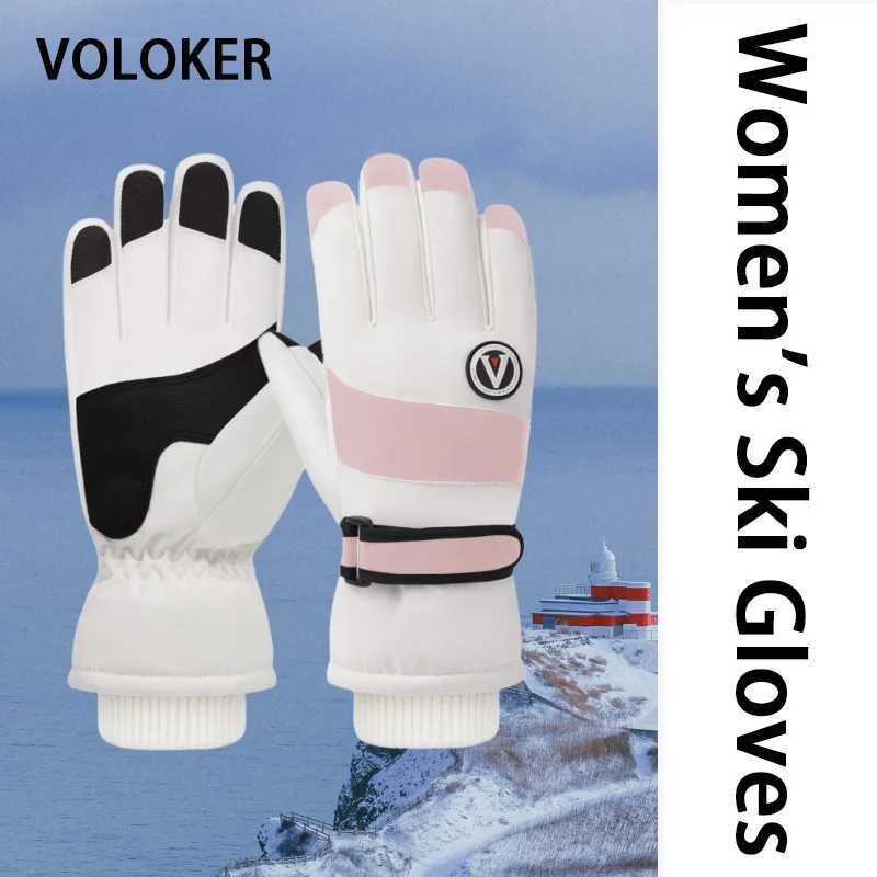 Womens Ski Gloves With Fleece Lining Warm Winter Gloves For Cold Protection Waterproof Fingerless Gloves Touchscreen Compatible J251204-image-1087177531