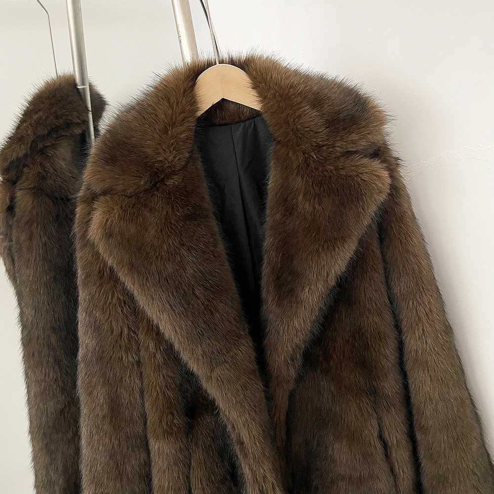 Factory 2025 Winter Clothes Women Long Warm Faux Fur Jacket Long Sleeve Artificial Fox Fur Coat Female Luxury Fake Fur Coat Lady H260901