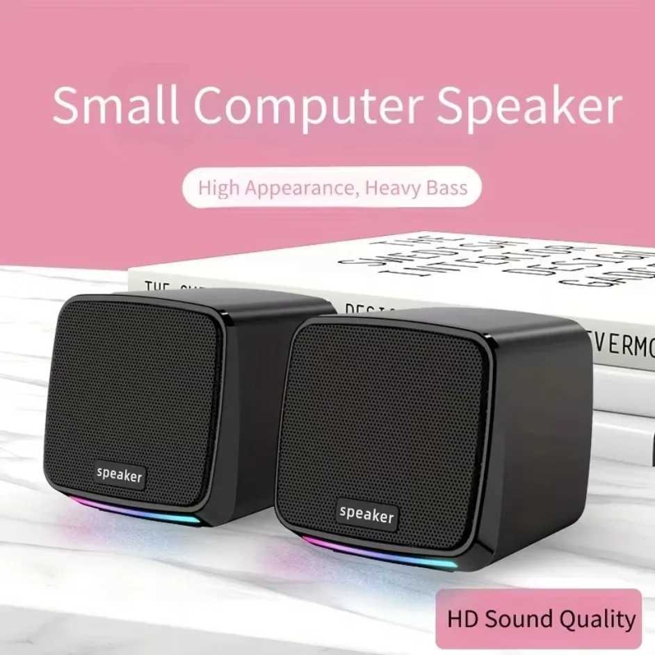 Mini 6W USB Powered 35 mm AUXin Portable Speaker with Cool Lights and Stereo Sound Computer Speakers for Computer La J2511161-image-1080157969